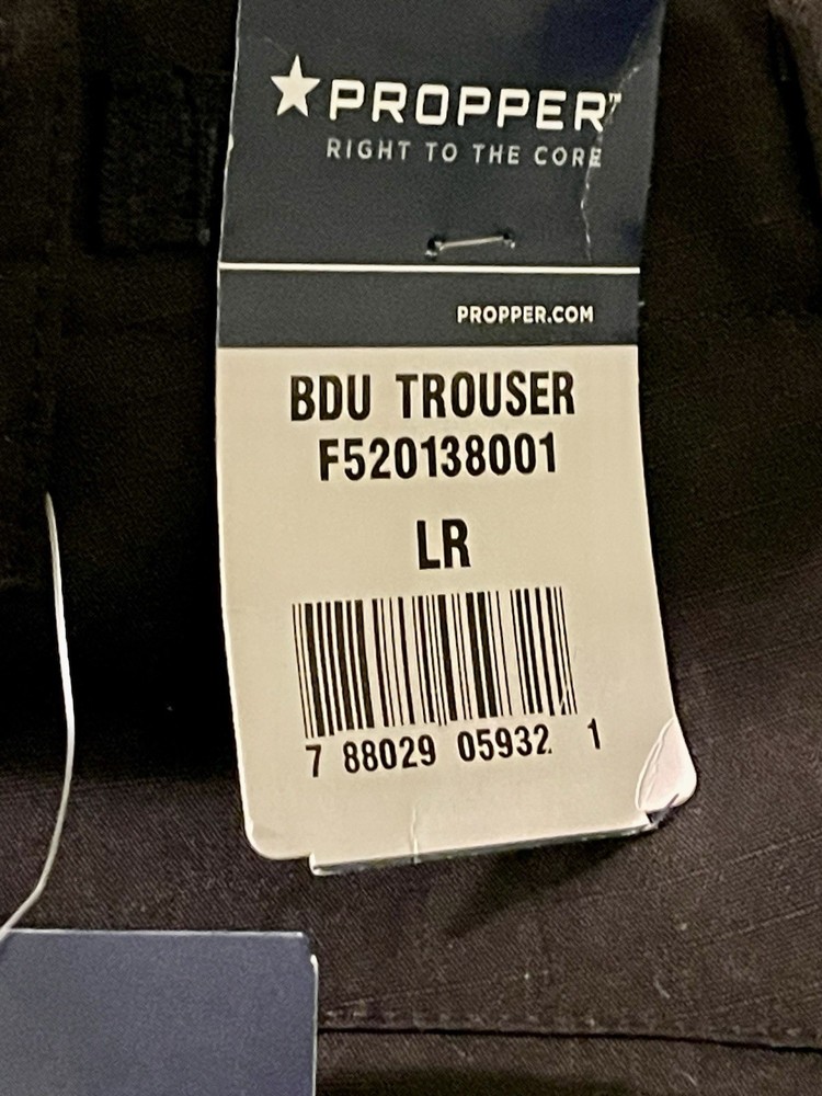 Propper BDU Trouser Button Fly , BLACK | NEW | LARGE REGULAR. Fast Shipping!!