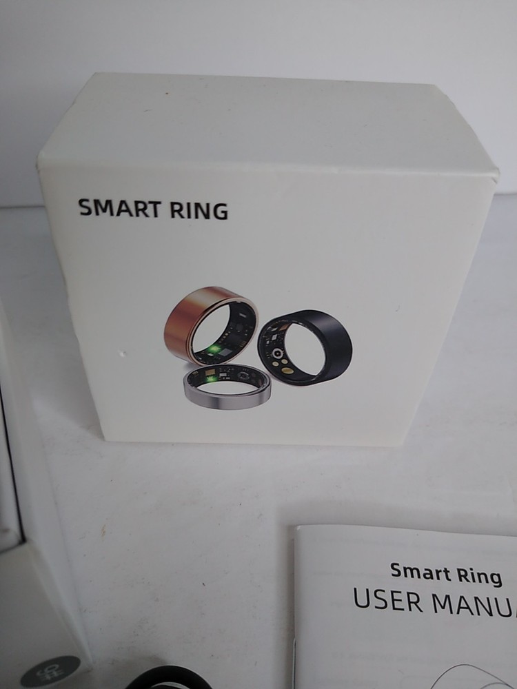 Smart Ring Health Tracker Silver Size 9 OPEN BOX With Charging Cable