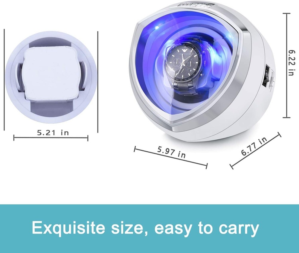 Single Automatic Watch Winder with Quiet Motor, 4 Rotation Mode Settings, Sui...