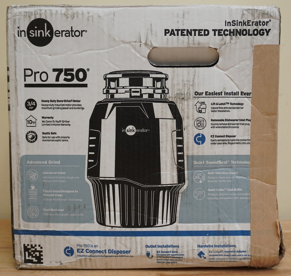 InSinkErator Evolution Pro 750  3/4 HP Continuous Feed Garbage Disposal~Cracked~