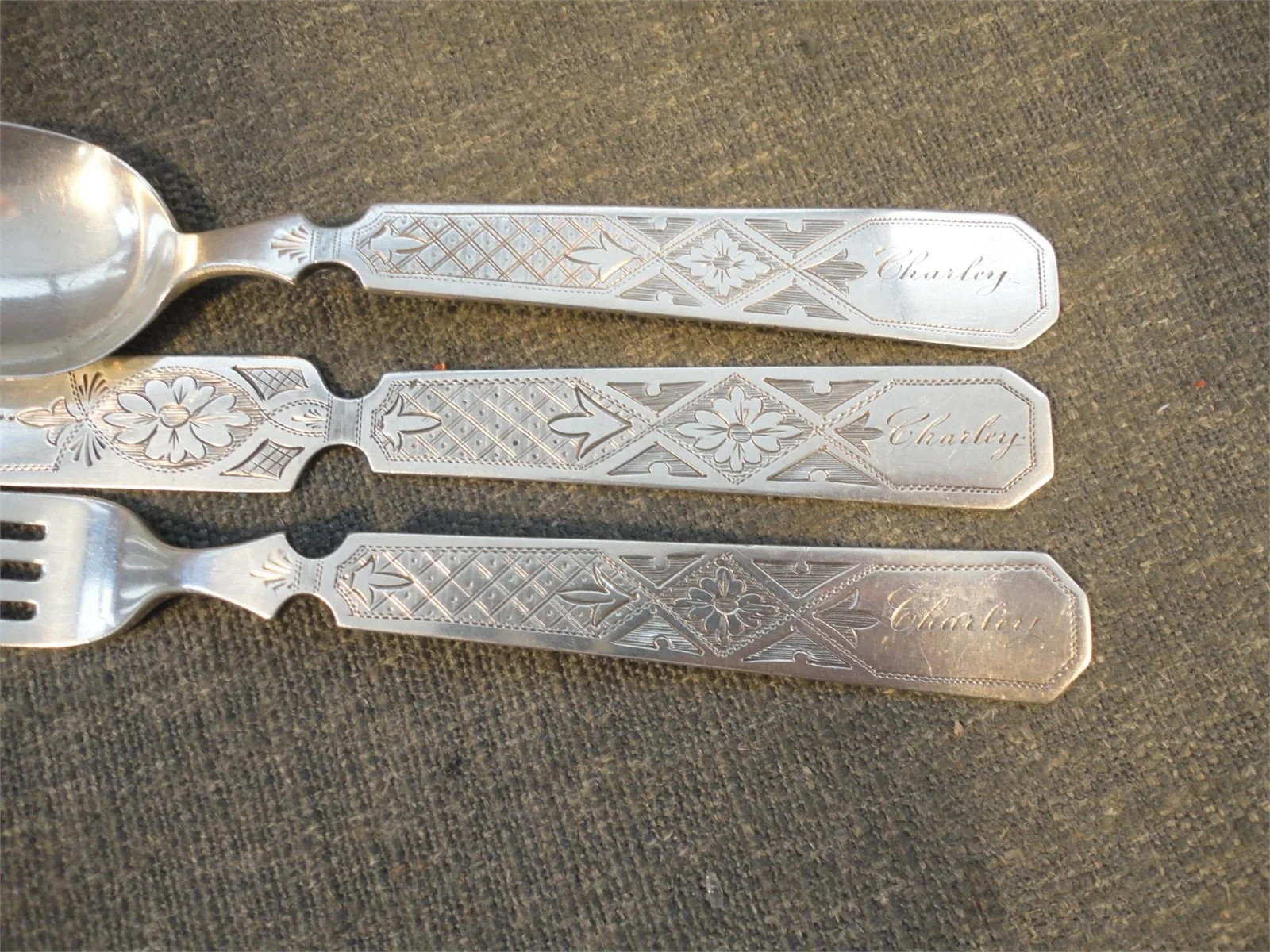 Rare Antique Chicago Coin Silver 3pc Flatware Set – N.W.S.W. MFG. CO. (c. 1867)