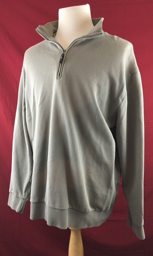 AUR Gray Quarter Zip Pullover Jacket Mens XL 100% Cotton