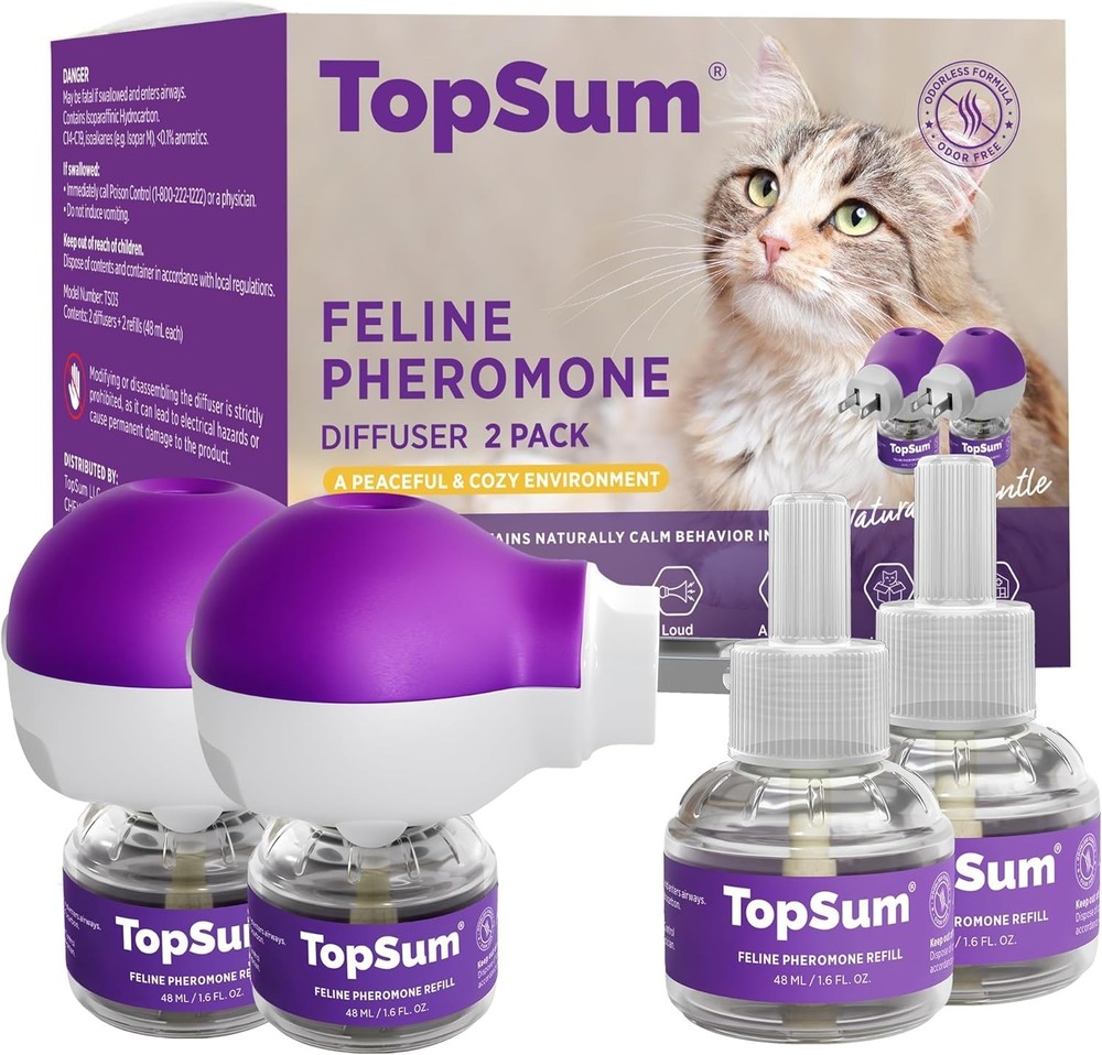 Cat Calming Pheromone Diffuser: Feline Pheromones Plug in for Stress, Along A...