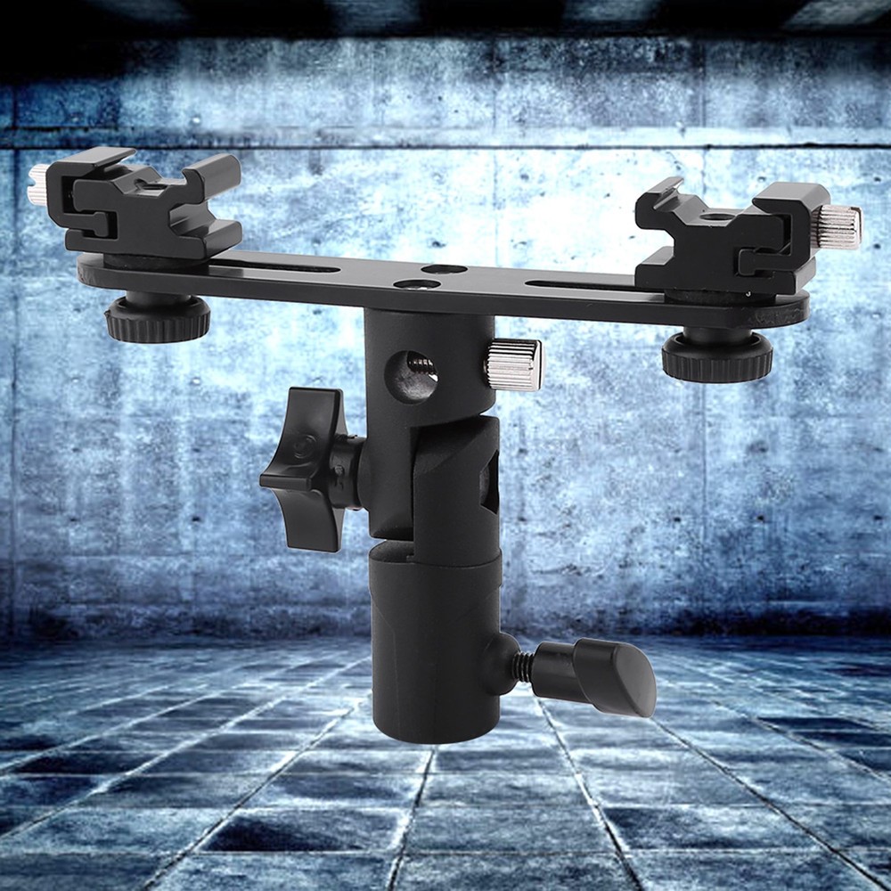 Dual Flash Bracket Sturdy Flash Umbrella Holder For Most Flash Tripod Or