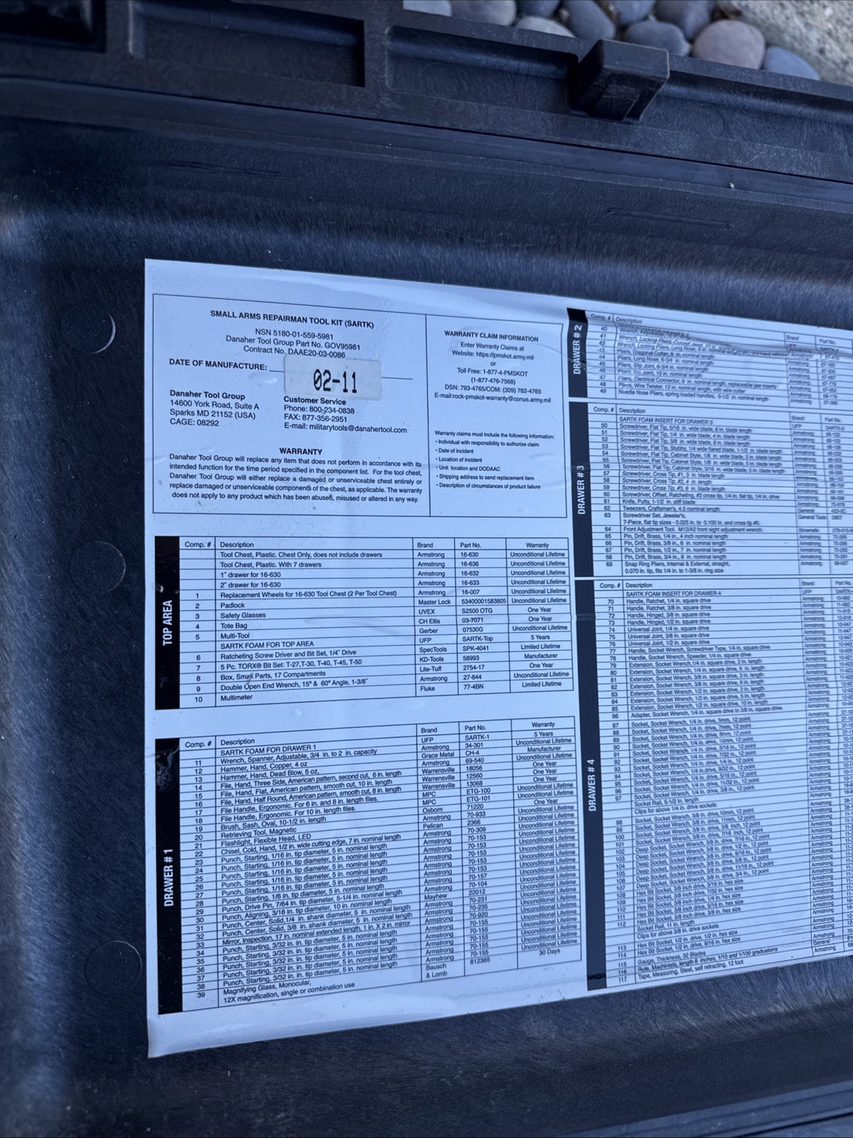 ARMSTRONG MILITARY Small Arms Repairman Tool Kit Set SARTK Mechanic New Tools
