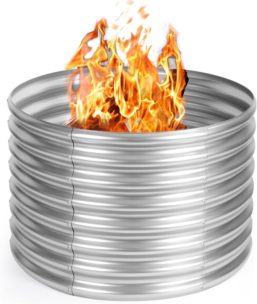 48 inch Fire Pit Ring 4FT Galvanized Fire Ring Wood Burning Fire Pits Ring