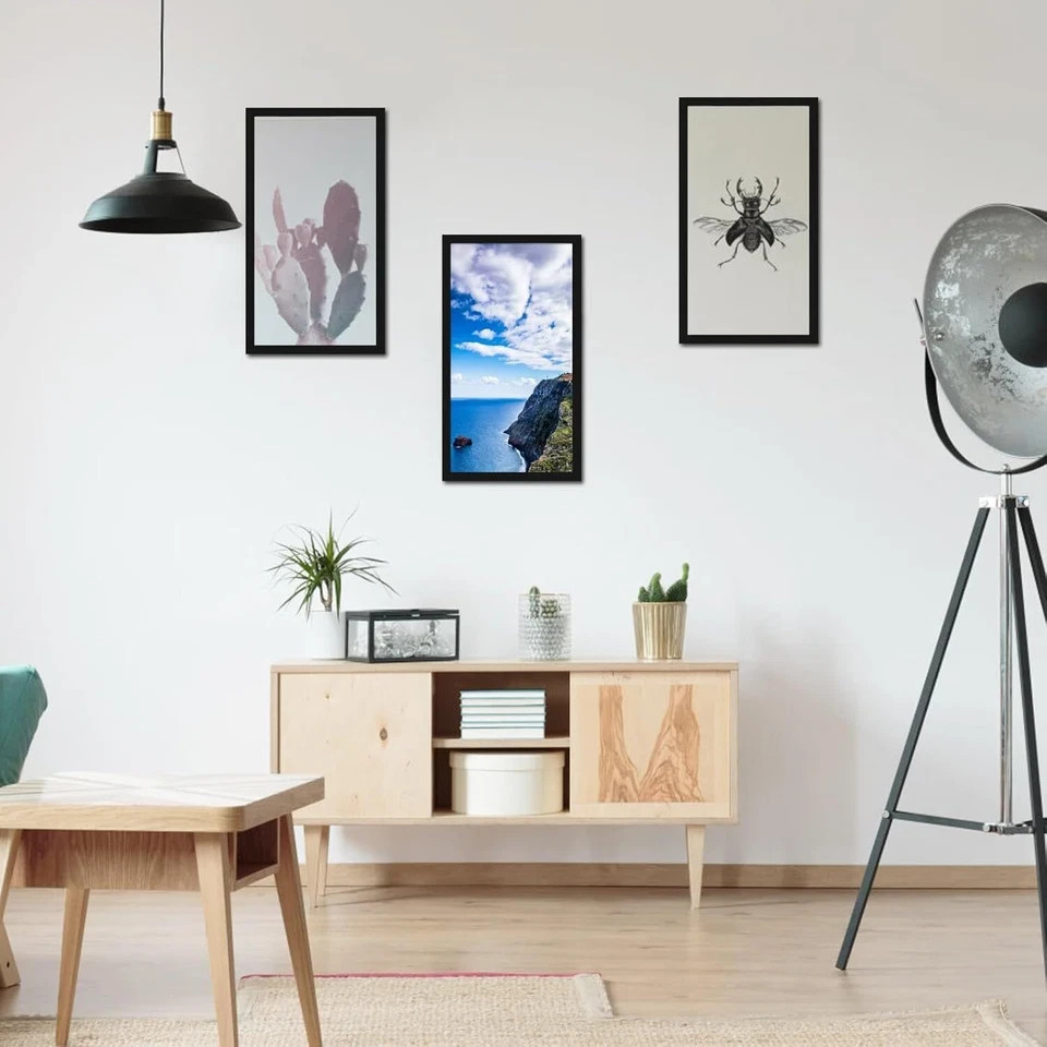 6x12 Black Picture Frame, Tabletop and Wall Mounting Horizontally or