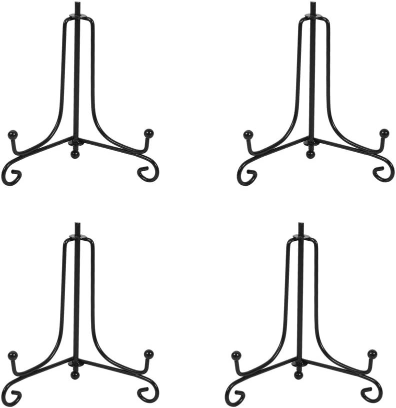 (4 pack)Iron Display Stand, Black Iron Easel Plate 4 inch pack),