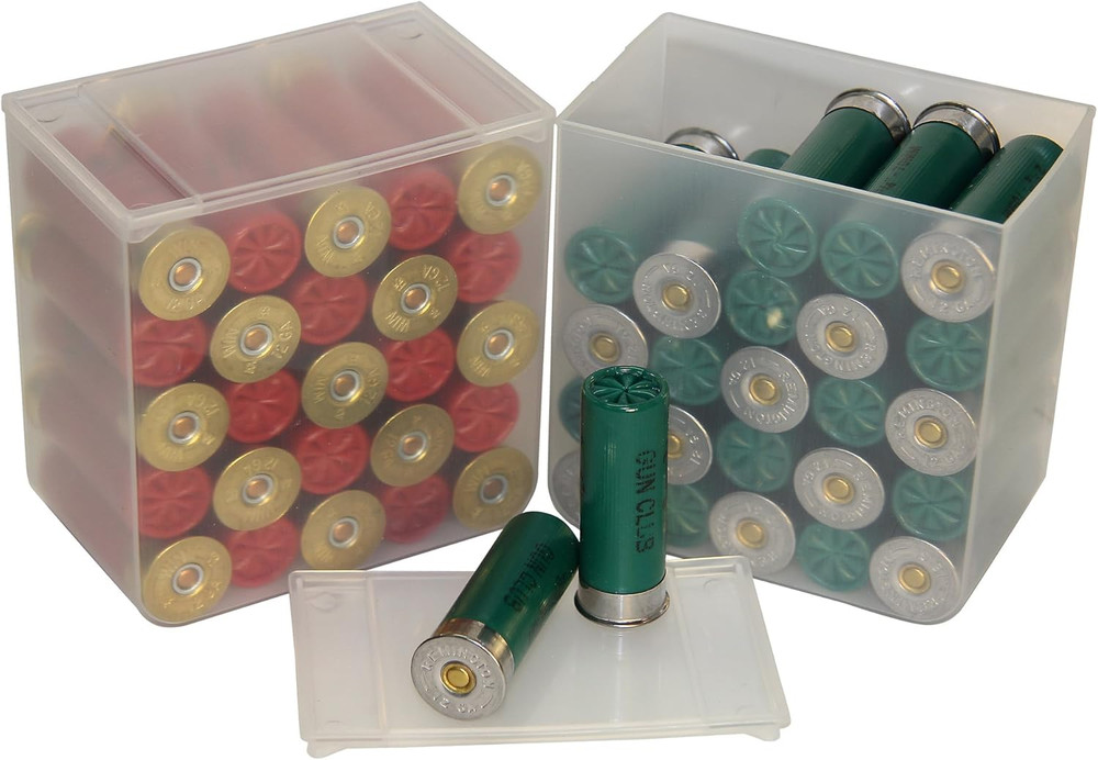 SS25-00 Shell Stack 25 round Compact Shotshell Storage Box, Clear See-Thru, Smal