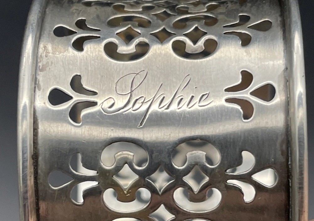 Large Gorham Pierced Sterling Silver Napkin Ring Name Engraved “Sophie”