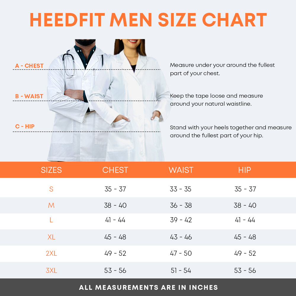 HEEDFIT Premium Unisex Lab Coat, Comfortable Poly Cotton, Durable FREE SHIPPING!