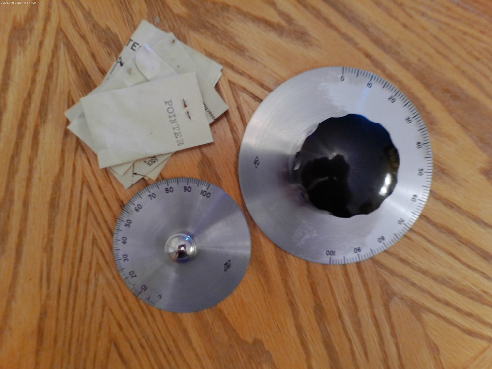 Pair of National Radio Dials w/misc hardware and templates (1/4" shafts)