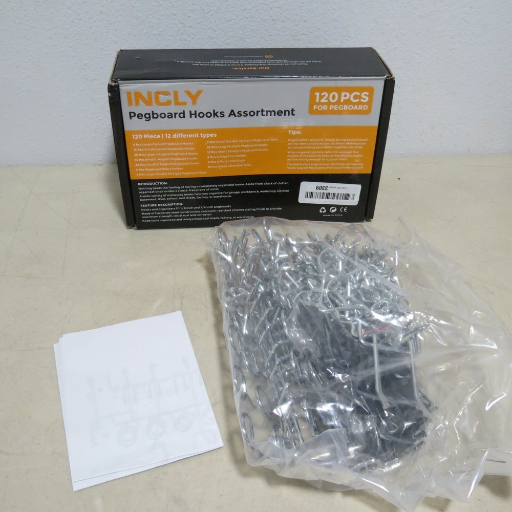 INCLY PEGBOARD HOOKS ASSORTMENT FOR PEGBOARD