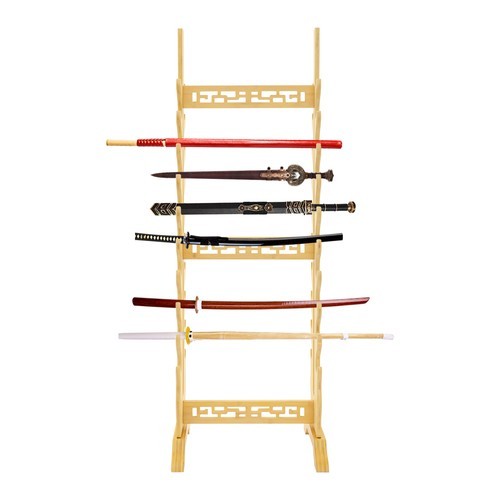 Sword Rack Display Stand 10-Tier Double Side Bamboo Sword Stand Sword Holder