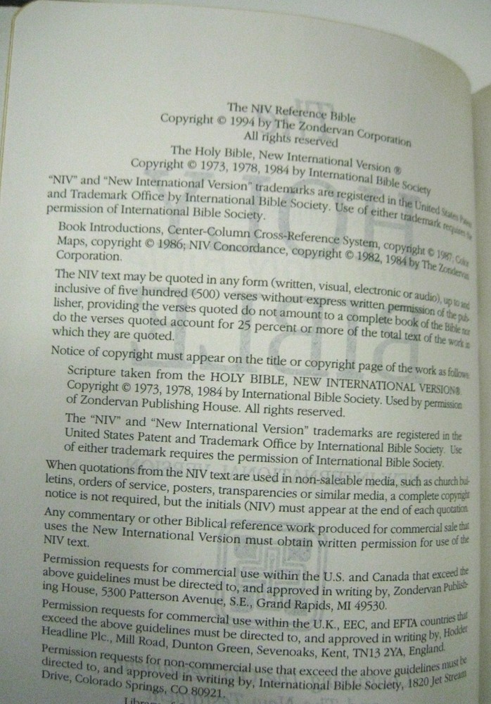 New International Version Reference Imitation Leather Black 1994 Softcover