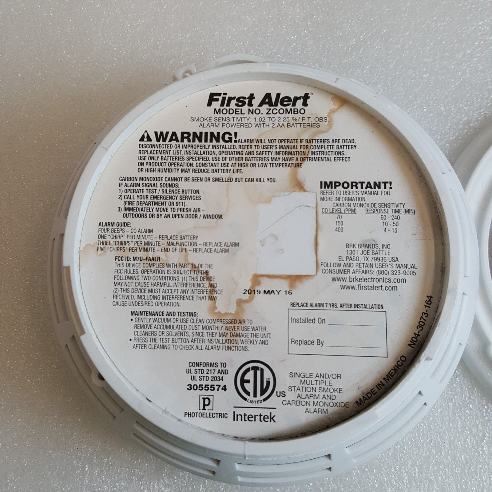 First Alert Z-WAVE Smoke & Carbon Monoxide Alarm (ZCOMBO) - with New Batteries