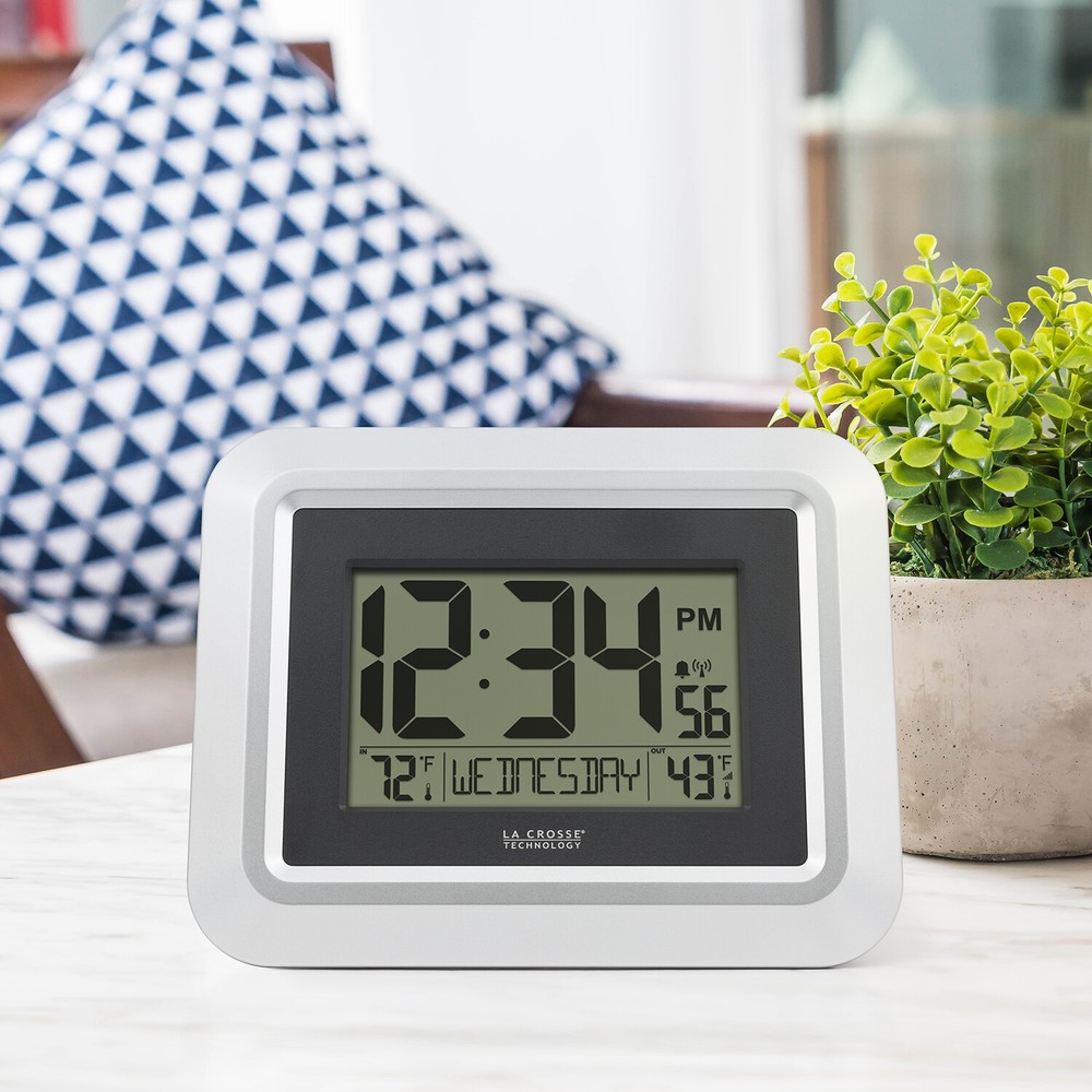 513-1918S La Crosse Technology Atomic Digital Wall Clock OUT Temperature TX191