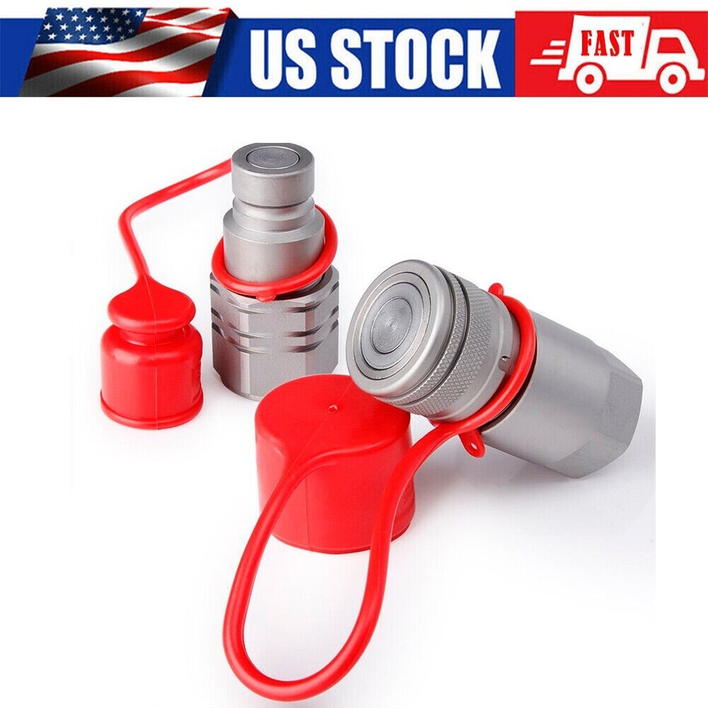 1/2 NPT Flat Face Hydraulic Quick Connect Coupler Coupling Set Skid Steer Bobcat