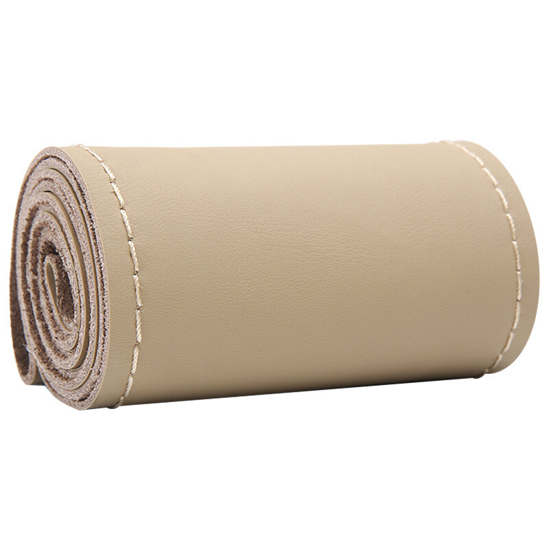 Leather Car Steering Wheel Cover DIY Stitch On Wrap for 15"/15inch Auto