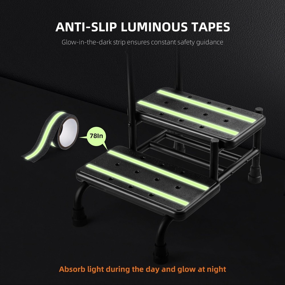 Step Stool with Handle, Non Slip Platform and Adjustable Handrail, Two Step S...