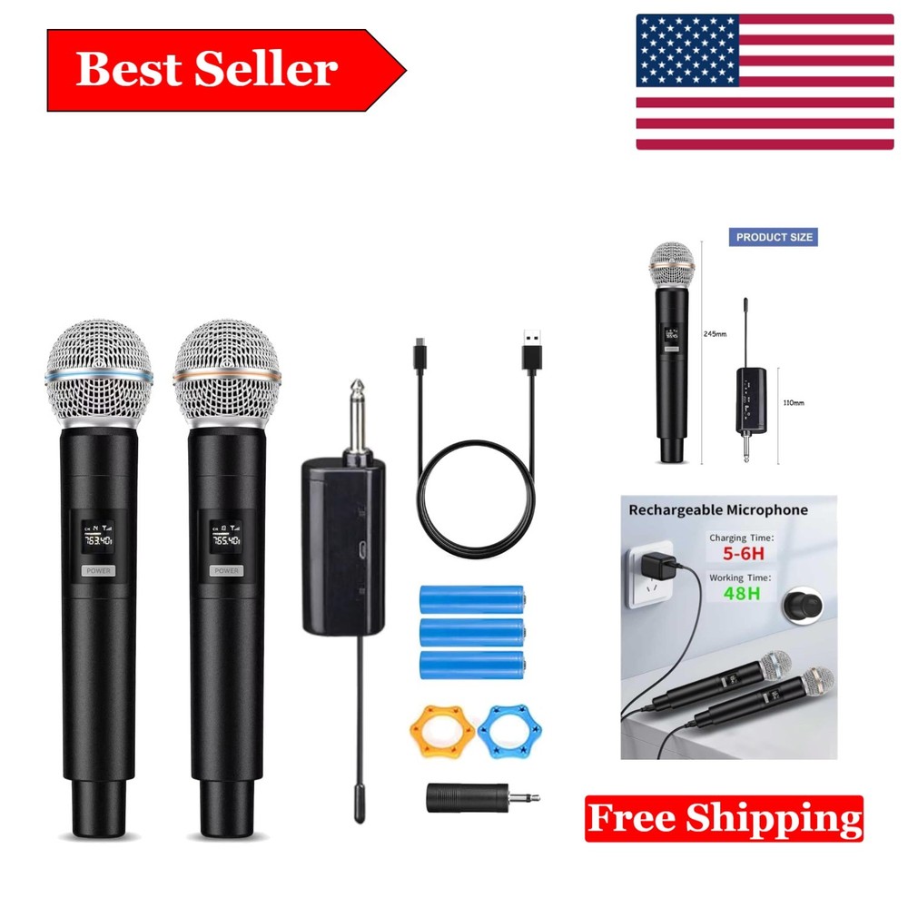 ProWireless Karaoke Microphone Set with Dual Mics & LED Display