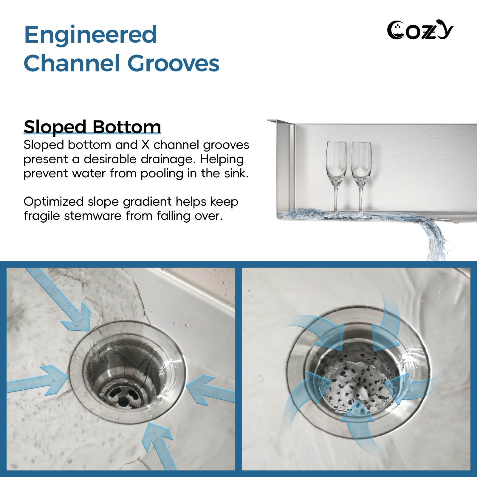 Cozy undermount stainless steel Brush sink 33x19x8 inch with accessory