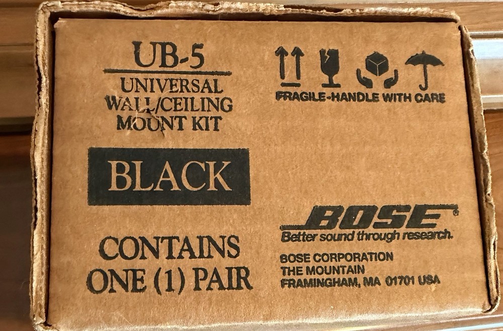 1 Pair Bose Universal Speaker Wall/Ceiling Mount Kit UB-5 Black New In Open Box