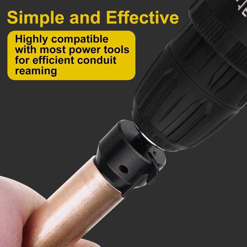 Conduit Reamer, Pipe Reamer Tool with Improved Bit Retention, Reaming Screwdr...