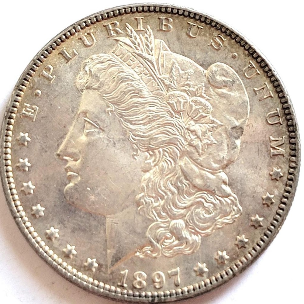 1897 US SILVER MORGAN DOLLAR UNC DETAILS