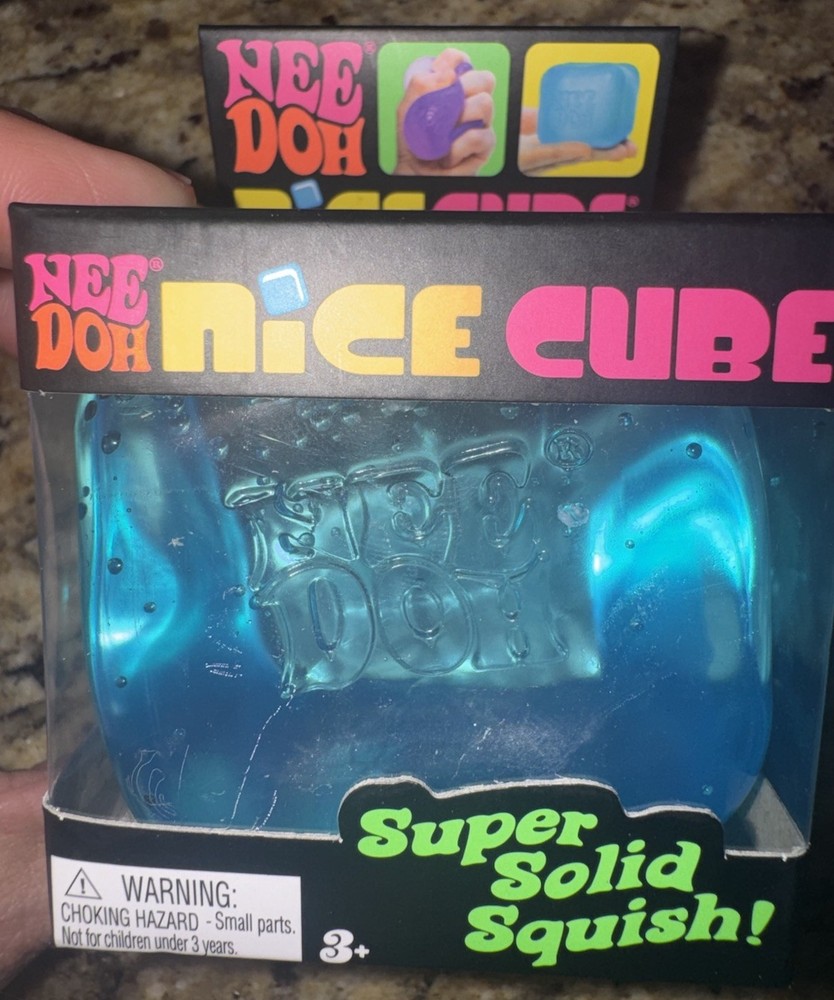 🔥🔥Nee Doh Nice Cube Super Solid Squish Squeeze Toy Blue Ages 3+ Fun🔥🔥