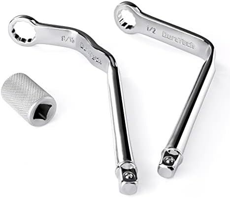 Two-piece distributor clamp wrench set.