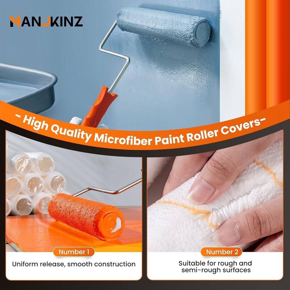 9 Inch Microfiber Paint Roller Covers, 20 Pack, Paint Rollers 9 Inch (3/8" Nap)