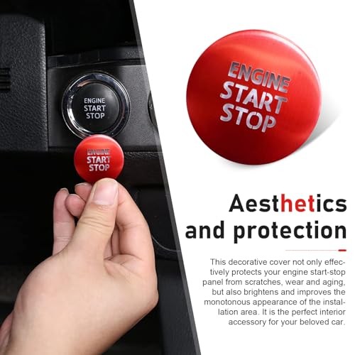 Engine Start Stop Push Button Cover Trim, Aluminum Alloy Push to Start Button