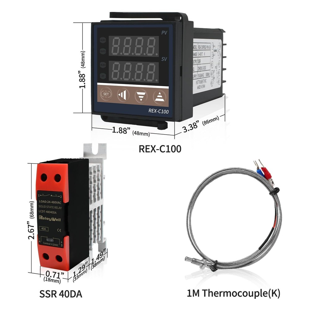 PID Temperature Controller Kit High Voltage 100ACV to 240ACV Comes with 40A D...