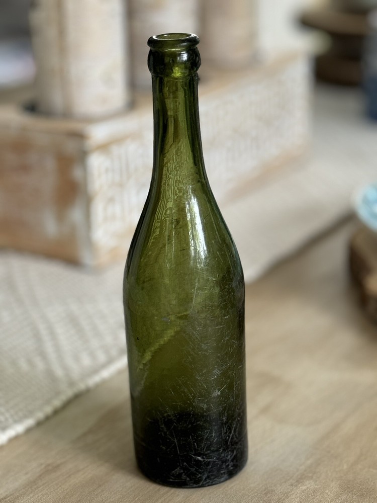 1860-1880 Days Olive Green Handblown Bottle
