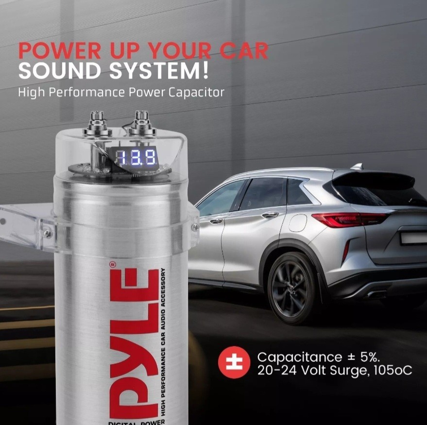 Pyle 3.2 Farad Digital Power Capacitor High Performance Car Audio Accessory