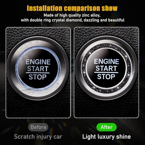 Bling Crystal Double Rhinestone Car Engine Start Decoration Ring, 1 PC Black1