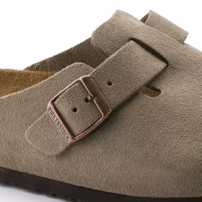 NEW W/BOX! Birkenstock Boston Suede Leather Soft Footbed Clog Shoes Taupe