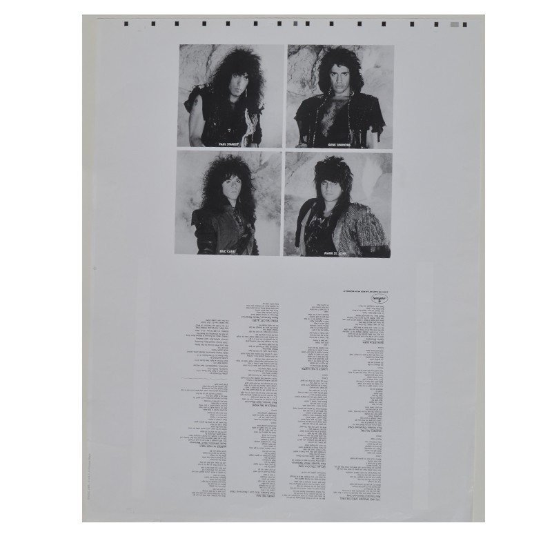Kiss 2014 Animalize LP Inner Sleeve TEST PRINT 19x25 Ships Free In USA