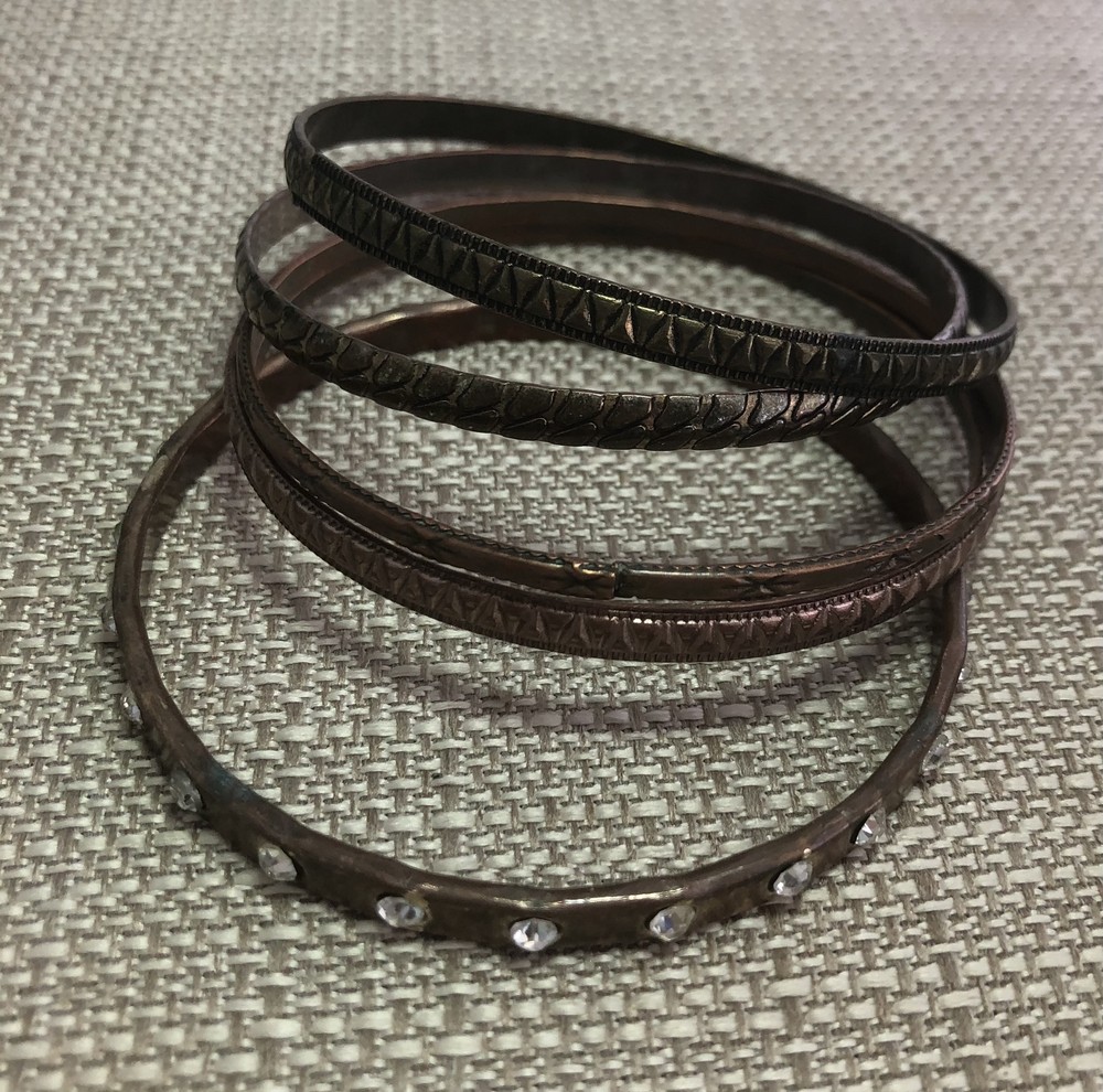 6 Vintage Boho Copper Bangle Bracelets. Different designs on each one look great