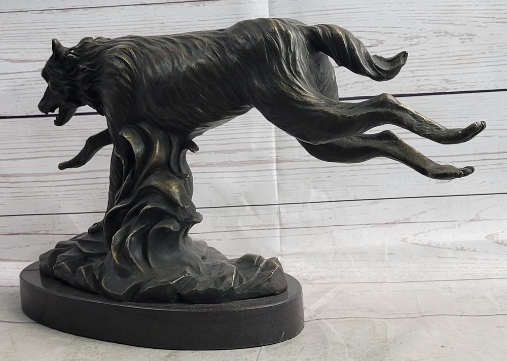 Dynamic Wolf Sculpture C Williams Signed Original Lost Wax Method Office