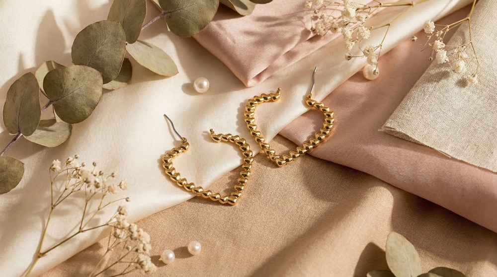 Beaded Heart Hoop Earring