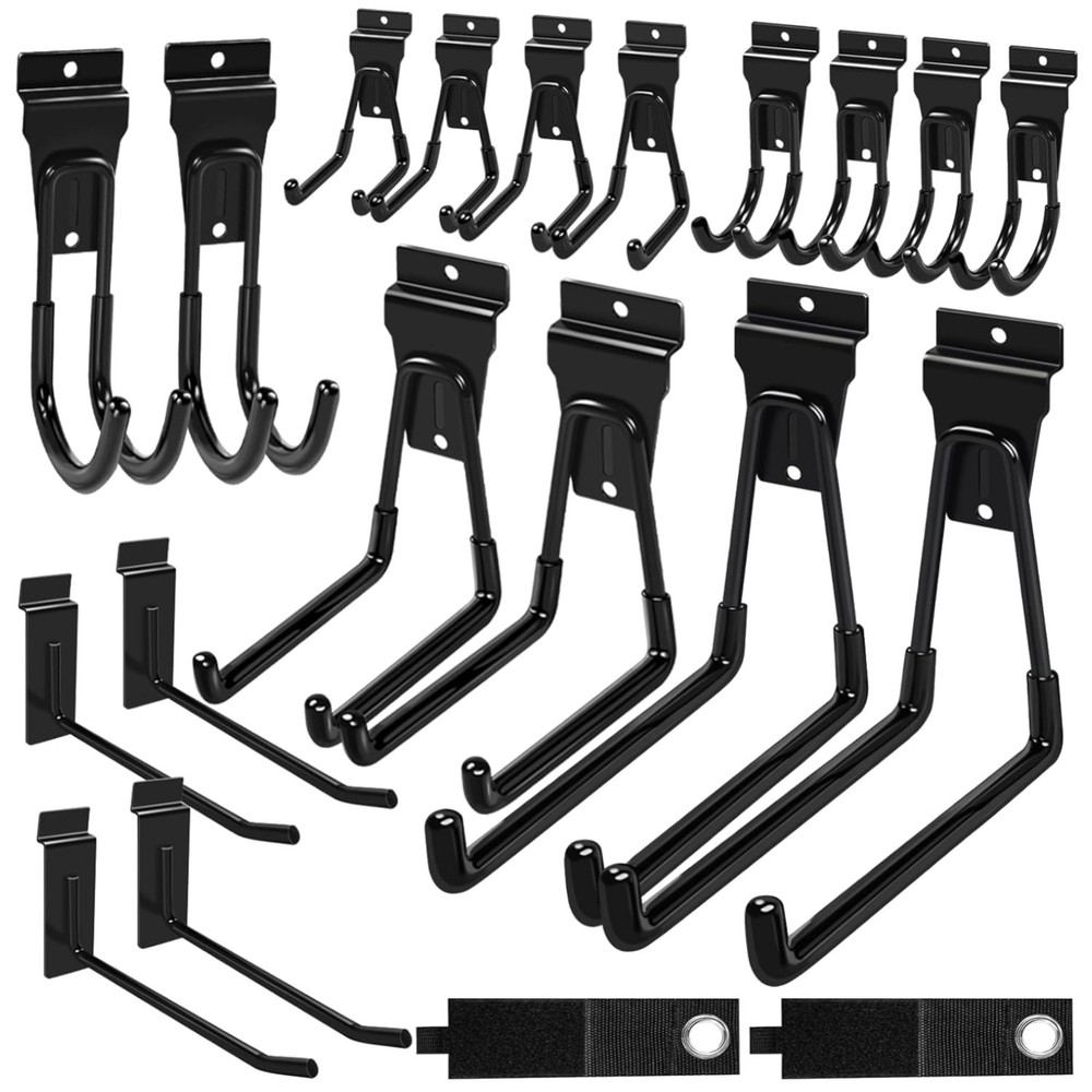 Easy Install Black Slatwall Hooks - 20 Pack
