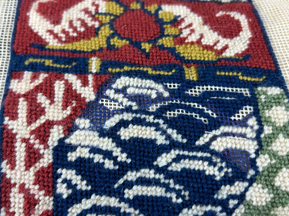 Asian Bell Pull Style Brunswick Needlepoint Tapestry Canvas Partially Completed