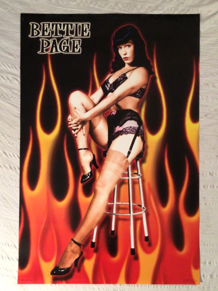 Bettie Page Poster Sexy Stockings Garter High Heels Bra Girl  Pinup