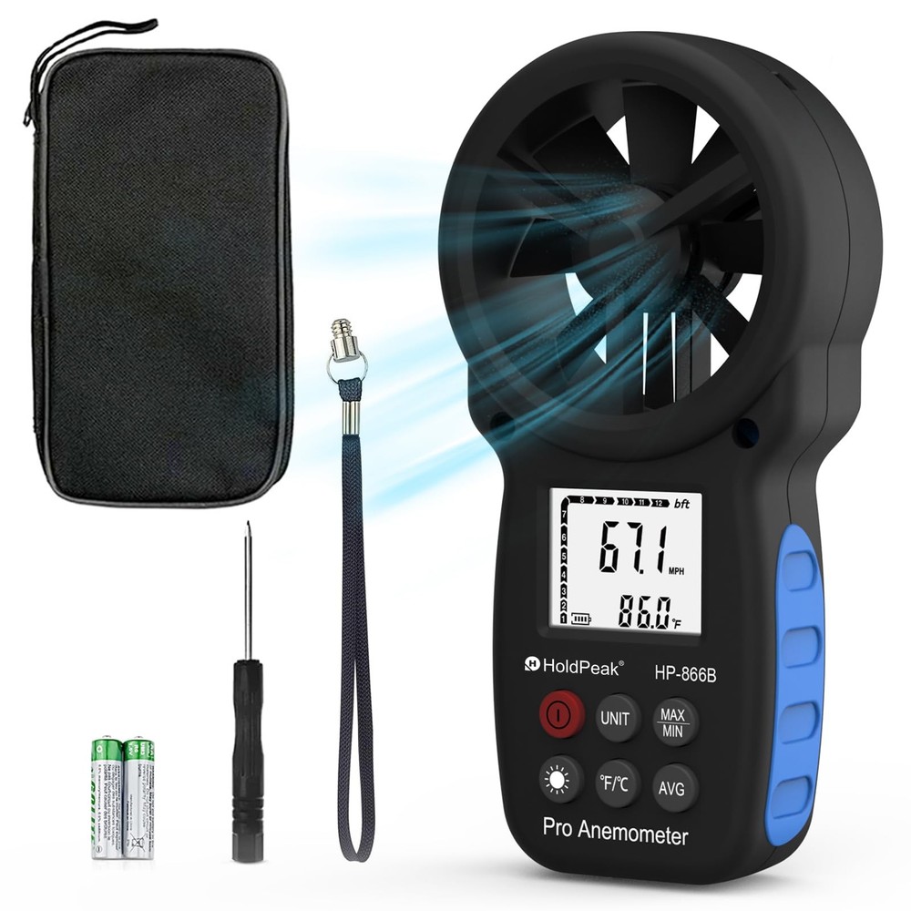 HoldPeak 866B Digital Anemometer Handheld Wind medium, 1Pcs