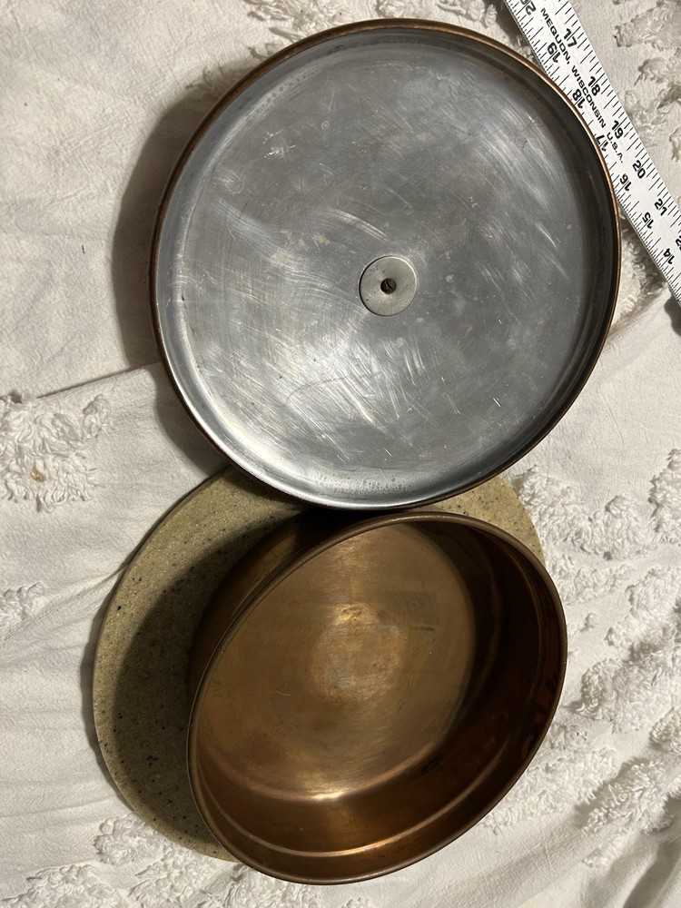 Vtg Copper Warming Pot Chafing Dish 2pcs