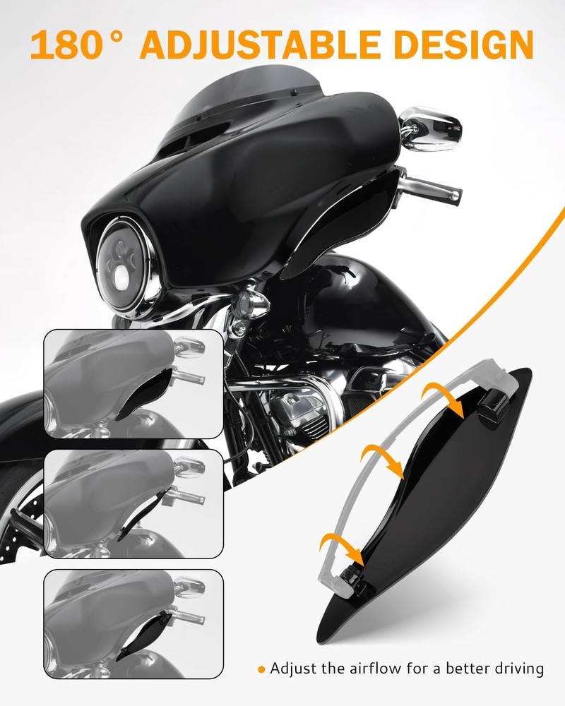 Side Wings Air Deflectors, Fairing Side Wing Windshield, Black Adjustable Win...