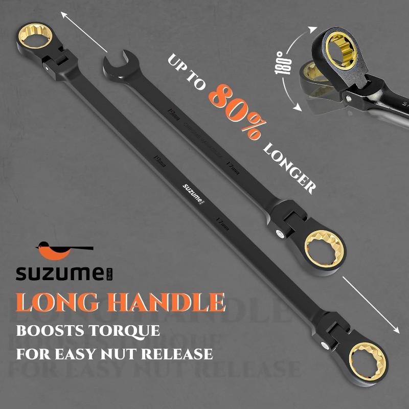 SUZUME 6Pc Extra Long Flex Ratchet 180° Head