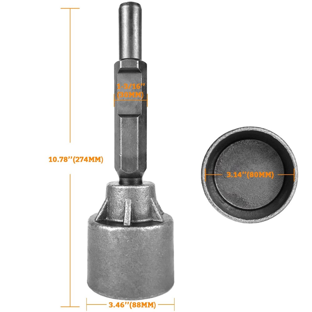 JACKCHEN 30 mm Hex Shank T Post Driver Pile Socket,30mm Demo Hammer One Size